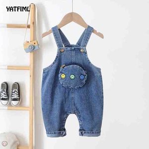 Yatfiml Baby Lente Herfst Cartoon Overalls Baby Lange Broek Bedekt Knop Pocket Kids Jeans Rompertjes Baby Meisjes Jumpsuit