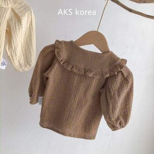 Koreaanse Kinderen Shirts Herfst En Winter Baby Meisje Comfortabele En Modieuze Grote Revers Enkele Breasted Shirt