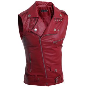 Mannen Vest Jas Revers Leren Jas Meerdere Ritsen Effen Kleur Mannen Slim Fit Voor Casual Business Man Jas Kleding
