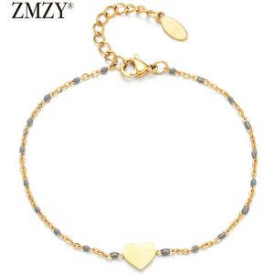 ZMZY Rvs Anniversary Charms Gouden Hart Armband Bijpassende Koppels Armbanden Relatie Bijoux voor Vrouwen