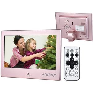 Andoer 7 "LED Digitale Fotolijst 720P Video/Muziek/Kalender/Klok/TXT Speler 1024*600 Resolutie Metalen Frame w/Afstandsbediening