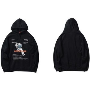 Mannen Hip Hop Winter Fleece Trui Hoodies Spaceman Print Harajuku Streetwear Herfst Katoen Warm Hooded Sweatshirts Bruin