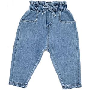 Lente Herfst Kinderen Baby Meisje Jeans Broek Koreaanse Stijl Katoen Zachte Broek Elastische Taille Kind Baby Meisje Broek Kleding