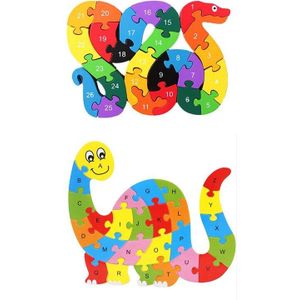 Alfabet Puzzel 3D Hout Kind Educatief Games Dieren Slang Speelgoed & Dinosaurus