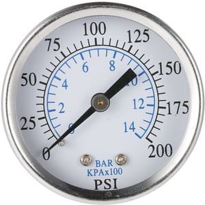 Universele Manometer Luchtcompressor Hydraulische Manometer 0-200 Psi 0-14 Bar Terug Mnt 1/4 Inch NPT dubbele Schaal Meet Tester