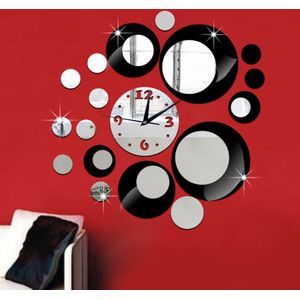 3D Spiegel Effect Acryl Wandklok Diy Home Decor Art Horloge Voor Bedrooom Woonkamer Zelfklevende Behang Moderne Dot sticker