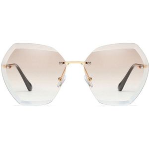 Europese En Amerikaanse Mode Randloze Zonnebril UV400 Dames Comfortabele Metalen Bril High Definition Lens