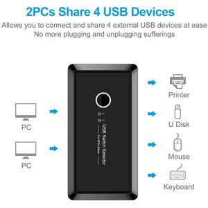 Usb Kvm Switch Usb 2.0 Switcher 2 Poort Stuks Delen 4 Apparaten Voor Toetsenbord Muis Printer Monitor Usb 2.0 Switch selector