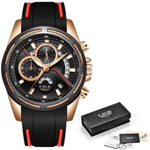 Relogio Masculino LUIK Heren Horloges Siliconen Band Top Luxe Waterdichte Sport Chronograph Gold Quartz Horloge + Box