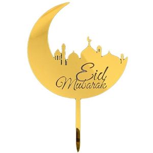 5Pcs Glitter Eid Mubarak Cupcake Toppers Ramadan Festival Islamitische Moslim Partij Decoratie Taart Vlaggen Stok