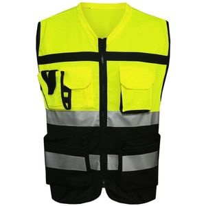 7 Zakken Klasse 2 Hoge Zichtbaarheid Rits Safet Geel Vest Met Reflecterende Strips.Ansi/Isea Normen (Grote)