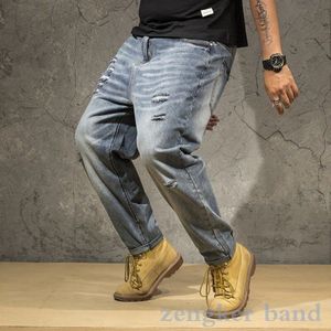 Lente Jeans Mannen Losse Plus Size Gat Bedelaar Harembroek Tij Broek Hip Hop Ripped Jeans Mannen Vernietigd jeans 42 44 46
