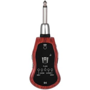 B6 Gitaar Hoofdtelefoon Amp Mini Plug Gitaar Versterker Bluetooth Oplaadbare Voor Elektrische Reizen Pocket Gitaar (Mahonie Kleur)