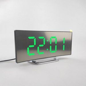 Digitale Wekker Gebogen Dimbare Led Elektronische Digitale Desktop Klok Voor Kinderen Slaapkamer Grote Nummer Tafel Klok Lichtgewicht