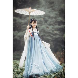 Vrouw Chinese Traditionele Dans Kostuums Elegante Fee Prestaties Hanfu Borduurwerk Oosterse Tang Oude Fotografie Jurk