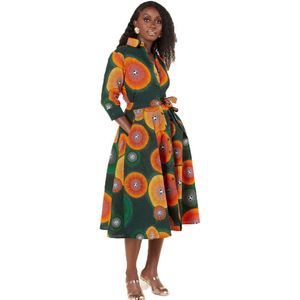 Lente Herfst Elegante Bloemenprint Riem Midi Vrouwen Jurk 3/4 Mouwen A-lijn Vintage Party Jurk Femme Vestidos