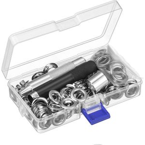 Factory Supply 100 Sets Metalen Messing Oogje Met 1 Pcs Perforator En 1 Set Oogje Punch Tool roestvrij Staal Grommet