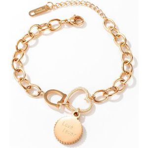 Hemiston Link Chain Charm Hart Brief Ronde Armbanden, Ts Rose Goud Kleur Romantische Voor Vrouwen Sieraden Acessories