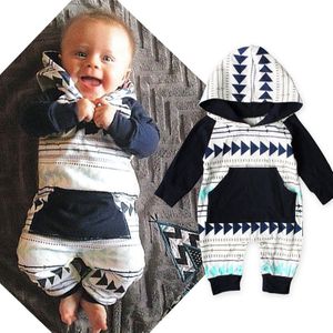 Mode Baby Jongens Kleding Herfst Pasgeboren Peuter Hoodies Sweatshirts Geometrische Vorm Driehoek Gestreepte Kleding Voor Jongen Set