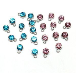 30/50 stks/partij Mode Kristal Charmes Hanger Voor Sieraden Maken Hanger Ketting Earring 7mm Blauw Roze Crystal Charms
