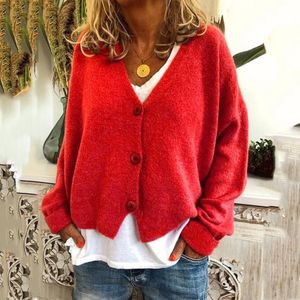 Losse Casual Lange Mouw V-hals Gebreide Trui Vrouwen Herfst Winter Kleding Plus Size Vest Knit Truien Pull Femme top