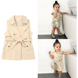 PUDCOCO Peuter Kids Baby Meisjes Mode Mouwloze Trenchcoat Winter Jas Windjack Bovenkleding Kleding 2-7Y