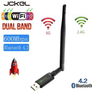 Jckel Usb Wifi Bluetooth Adapter Draadloze Wi-fi Antenne 600Mbps Dual Band Gratis Driver Voor Windows Os Draadloze Netwerkkaart