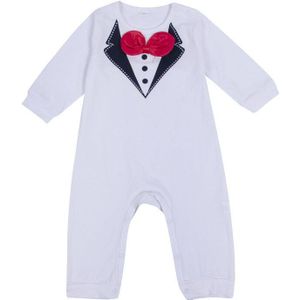 0-36months Leuke Baby Jongens Rompertjes Lange Mouw Strikje Baby Jongens Jumpsuit Zwart Wit Gentleman Formele Pasgeboren Kleding Speelpakje