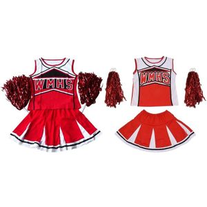 Tank Top Petticoat Pom Pom-Pom Cheerleader Cheer Leiders L (38-40) 2 Piece/m (34-36) 2 Stuk Pak Rood Kostuum