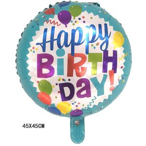 1Pc 18-Inch Gelukkige Verjaardag Ronde Ballon Aluminiumfolie Helium Ballonnen 1st Verjaardagsfeestje Decoraties Levert