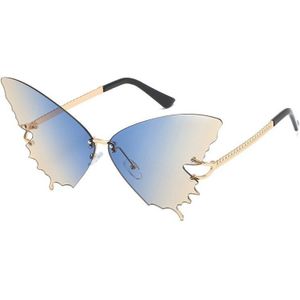 Unieke Randloze Overiszed Vlinder Cat Eye Zonnebril Voor Vrouwen Mode Gradiënt Zonnebril Groot Frame Vrouwelijke Shades