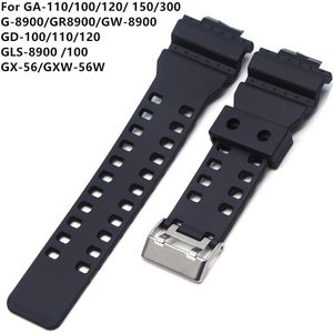 16Mm Siliconen Rubber Horloge Band Strap Fit Voor Casio G Shock Vervanging Black Waterdichte Horlogebanden Accessoires GD-100 G-8900