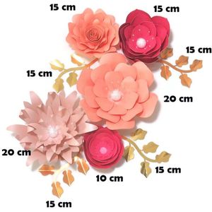 Handgemaakte Cardstock Rose Diy Papier Bloemen Bladeren Set Voor Wedding & Event Backdrops Decoraties Nursery Muur Deco Video Tutorials