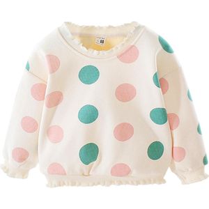 Lente Herfst Sweatershirt Baby Meisje Kinderen Katoen Warme Lange Mouwen Thicken Populaire Persoonlijkheid Ronde Hals Dot Kleding