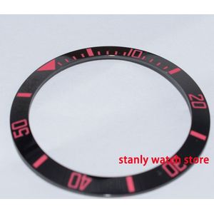 38Mm Zwarte Keramische Bezel Roze Marks Horloge Bezel Insert Kit Fit 40Mm Horloge Case