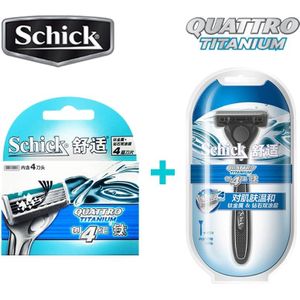 1 Scheermes + 5 Blades Set Originele Schick Quattro Titanium Scheermes Haar Scheren Mannen Body Scheerapparaat