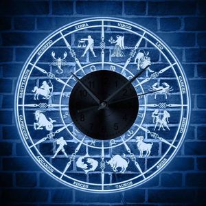 12 Sterrenbeeld Astrologische Led Verlichte Wandklok Astrologie Verlichting Home Decor Acryl Klok Wandlamp Constellatie
