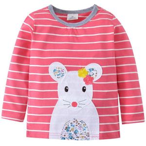 Tops ontworpen baby meisjes kleding lange mouw t-shirt herfst kinderen leuke cartoon t-shirt applique dieren kinderen t shirt