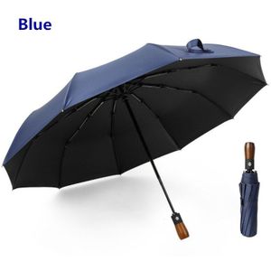 210T Opvouwbare Paraplu Regen Vrouwen Mannen Vintage Houten Handvat Parasol Winddicht 10 Ribben Anti Uv Golf Paraplu UPF50 +