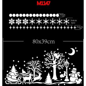 Kerst Muurstickers Cartoon Interieur Venster Jaar Winter Gelukkig Sfeer Decoratie Sneeuwvlok Milu Herten Decoratie