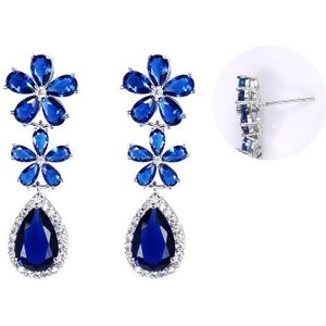 Weimanjingdian Blauwe Bloem Zirconia Crystal Cz Zircon Post Of Schroef Oorbellen Voor Vrouwen