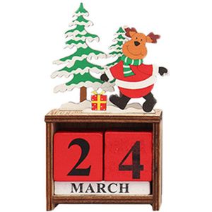 Thuis Kalender Ornament Leuke Kerstboom Tafel Decoratie Countdown Mini Houten Blok Fotografie Prop Festival Ambachtelijke