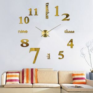 Top 3d Wandklok Reloj De Pared Quartz Horloge Moderne Diy Klokken Woonkamer Grote Decoratieve Horloge Murale Stickers