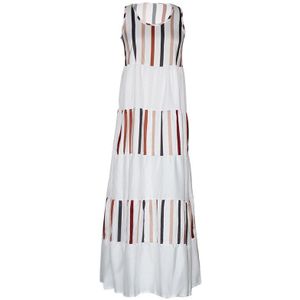 Everkaki Boho Gestreepte Print Maxi Jurk Vrouwen Zomer Vestidos Chic Dames Gypsy Beach Lange Jurken Losse Vrouwelijke Mode