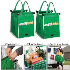 Herbruikbare Ecofriendly Boodschappentas Grote Capaciteit Opvouwbare Supermarkt Winkelwagentje Vierkante Pocket Herbruikbare Opvouwbare Handgreep Tas