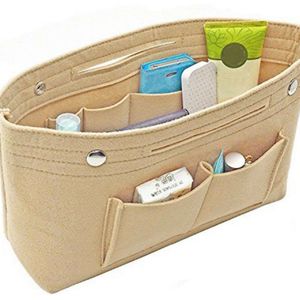 Vrouwen Meisje Draagbare Vilt Portemonnee Effen Kleur Handtas Organizer Bag Multi Pocket Insert