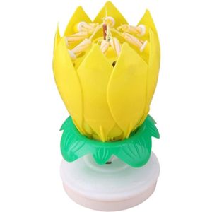 1PC Mooie Blossom Lotus Flower Birthday Party Candle Cake Muziek Cake Topper Rotating Kaarsen Decoratie