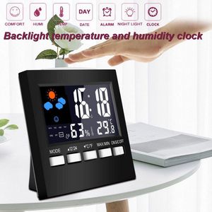 Lcd Digitale Thermometer Weerstation Klok Desktop Wekker Kalender Kamer Home Digitale Hygrometer Termometer Meter