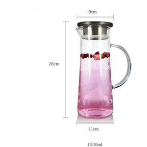 Grote Capaciteit Glas Kruik Met Glas Handvat Hittebestendig Glas Koffie Pot Roestvrij Stalen Filter Theepot 1500Ml