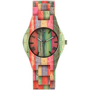 Vrouwen Quartz Bamboe Horloges Houten Horloge Paar Horloges Natuurlijke Multi-gekleurde Armband Liefhebbers Concept Hout Horloge